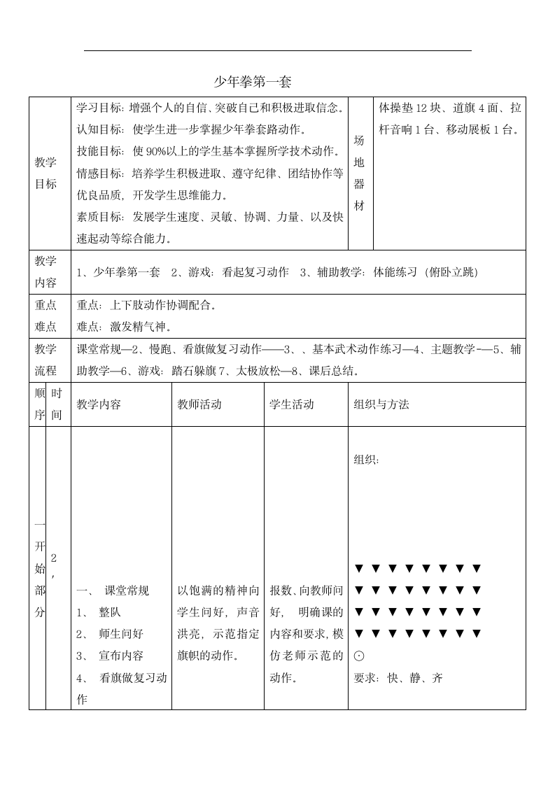 五年级体育少年拳第一套  教案  全国通用.doc第1页