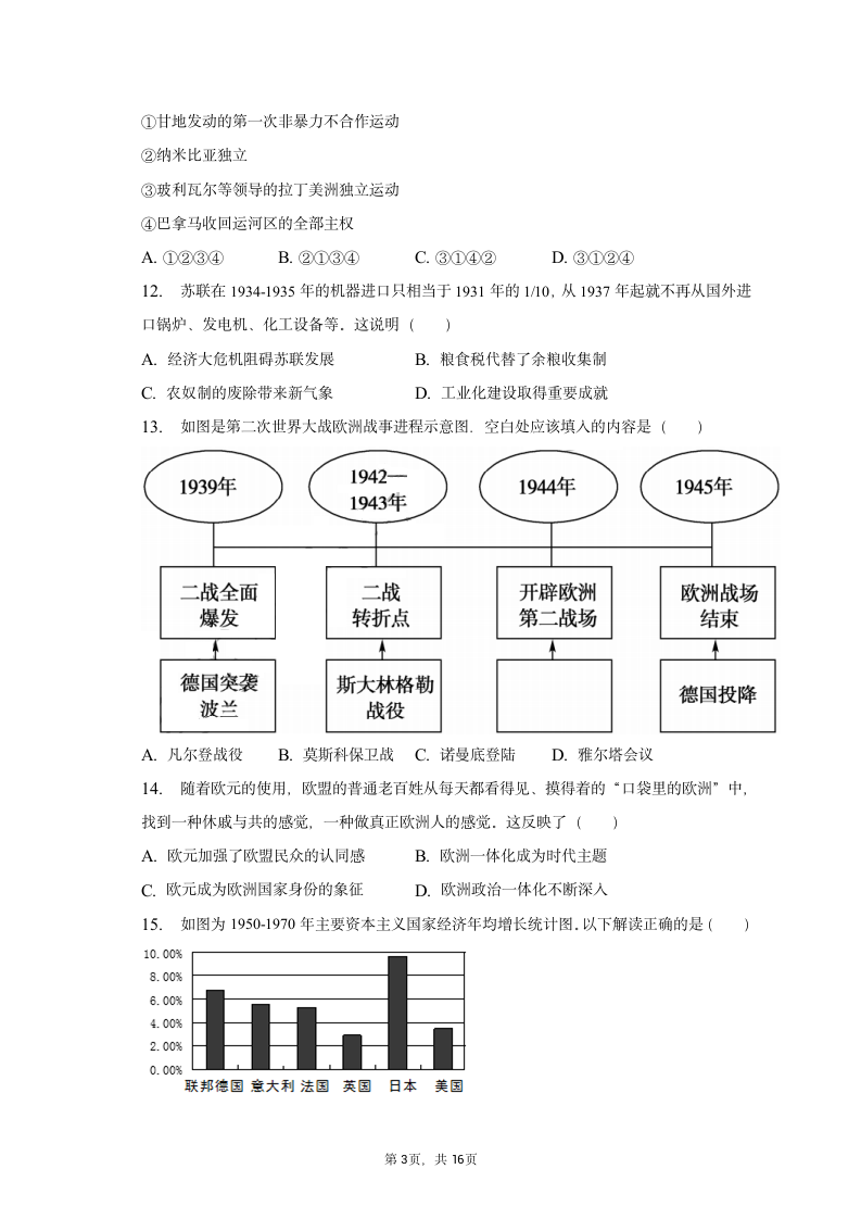 2023年安徽省合肥四十二中中考历史一模试卷（含解析）.doc第3页