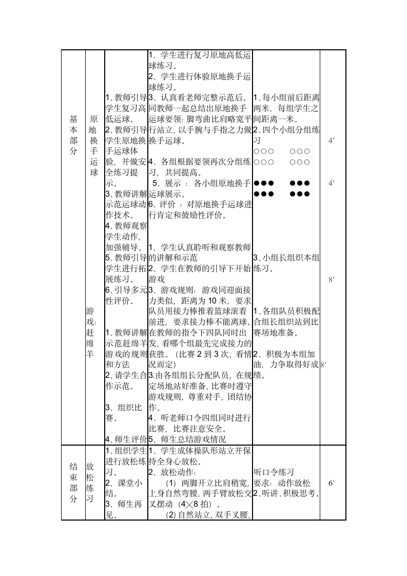 二年级体育原地换手运球   教案 全国通用.doc第2页