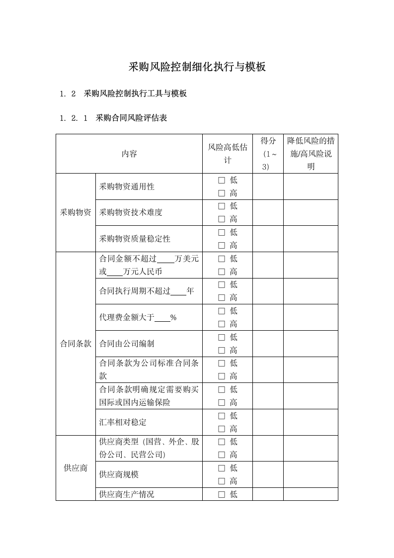 采购风险控制细化执行与模板.docx第1页