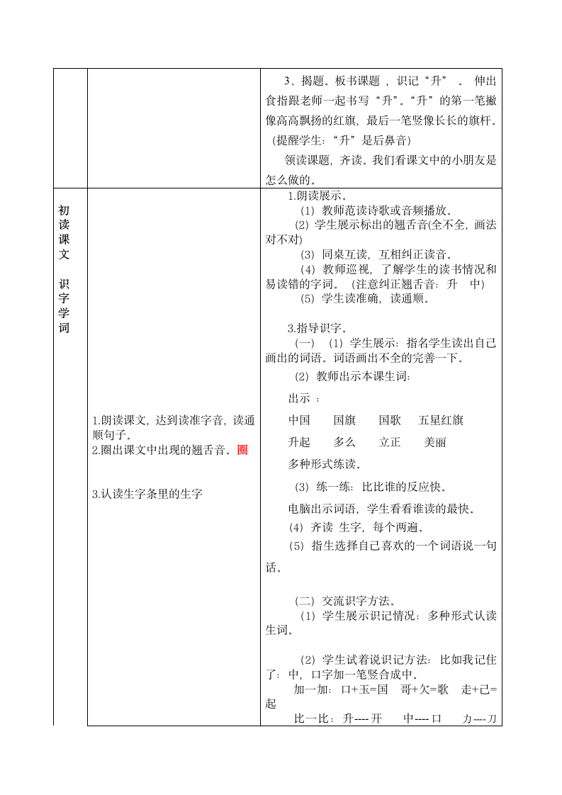 10 升国旗 表格式教案（共7页，含限时检测题）.doc第3页