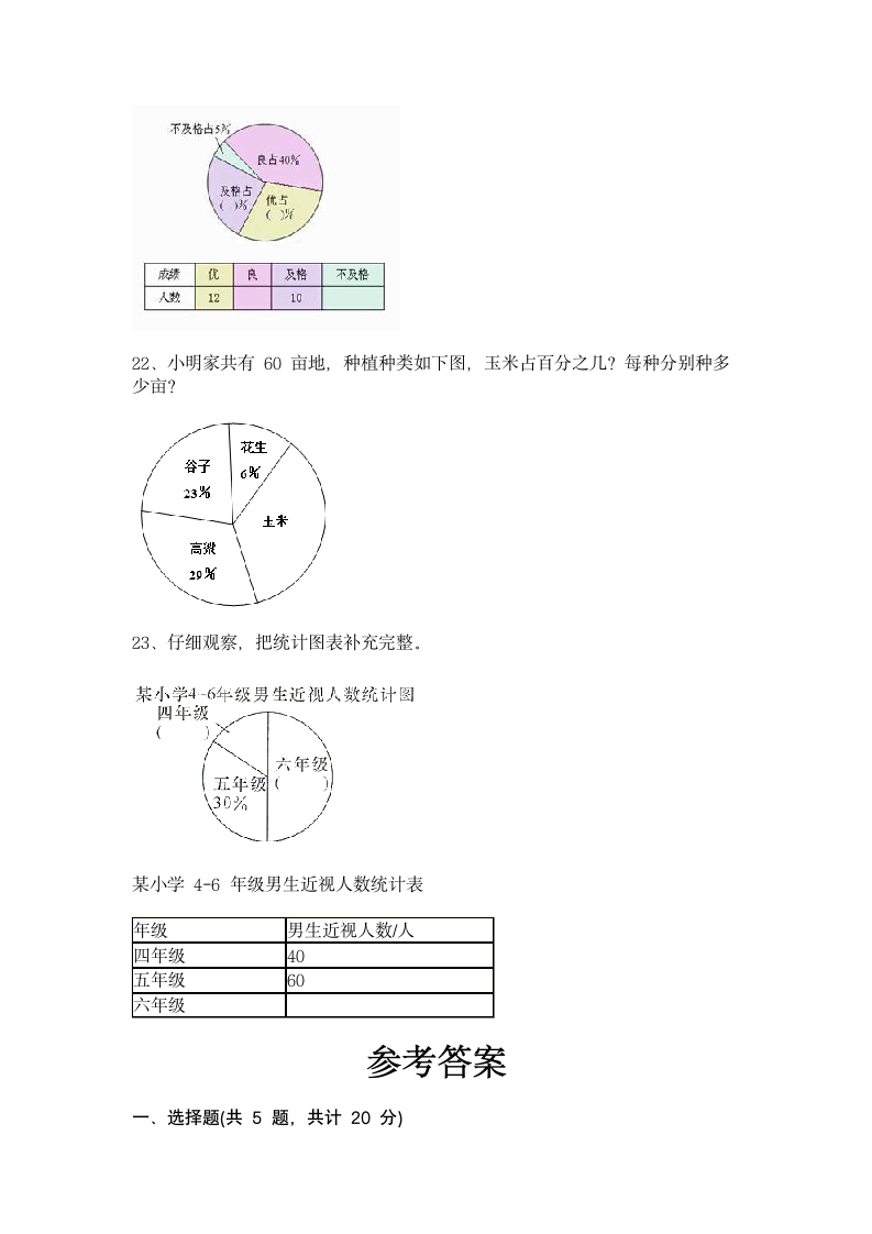 六年级上册数学第六单元 扇形统计图 测试卷-北京版(含答案).doc第5页