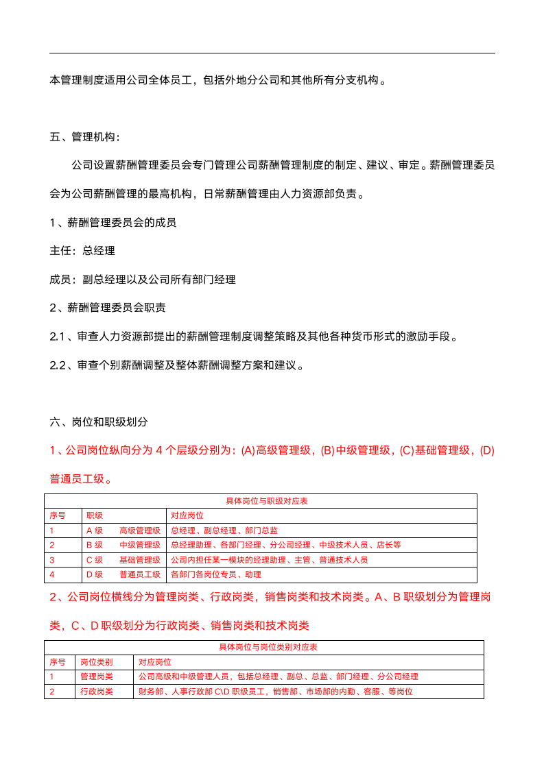 xx人力资源管理有限公司薪酬管理制度.docx第2页