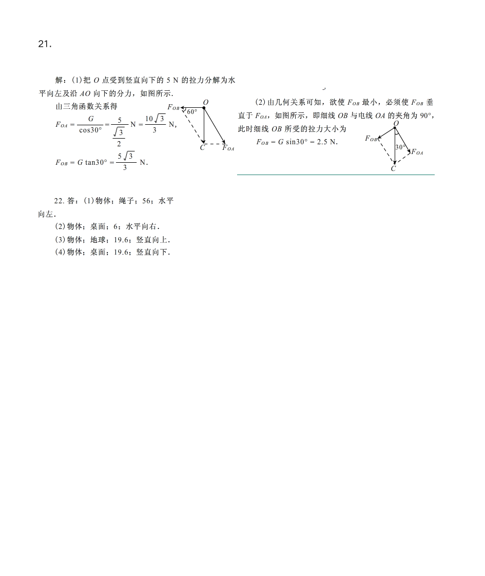 粤教版物理必修一第三章课后习题答案第6页