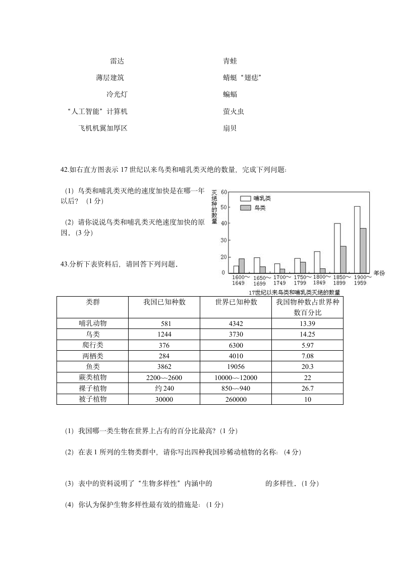 八年级上册生物期末试卷第5页