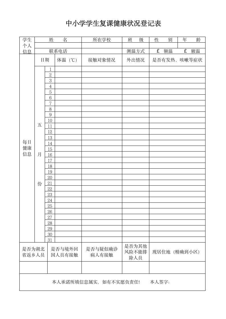 中小学学生复课健康状况登记表.docx第1页