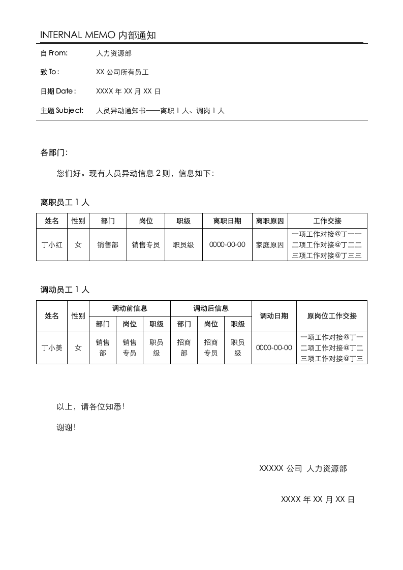 人员异动内部邮件通知书.docx