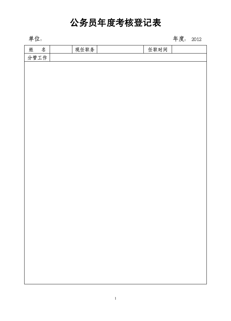 公务员年度考核登记表 空.wpt第1页