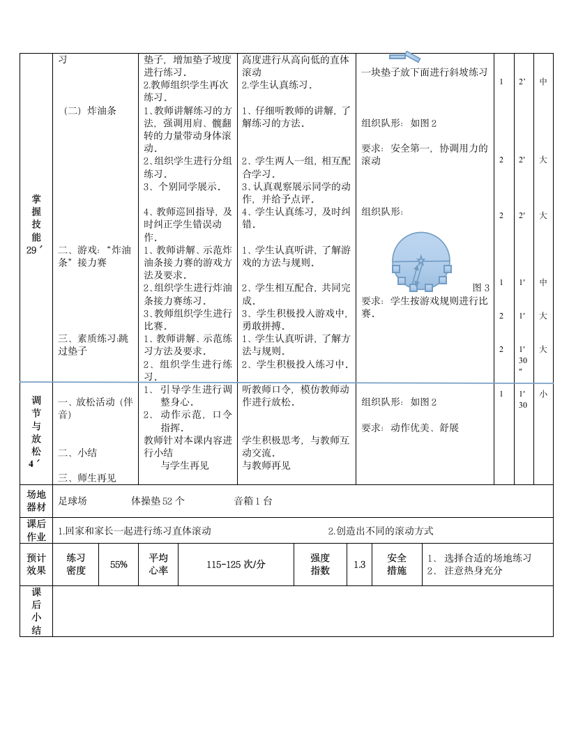 二年级体育单人直体左右滚动 教案 全国通用.doc第3页