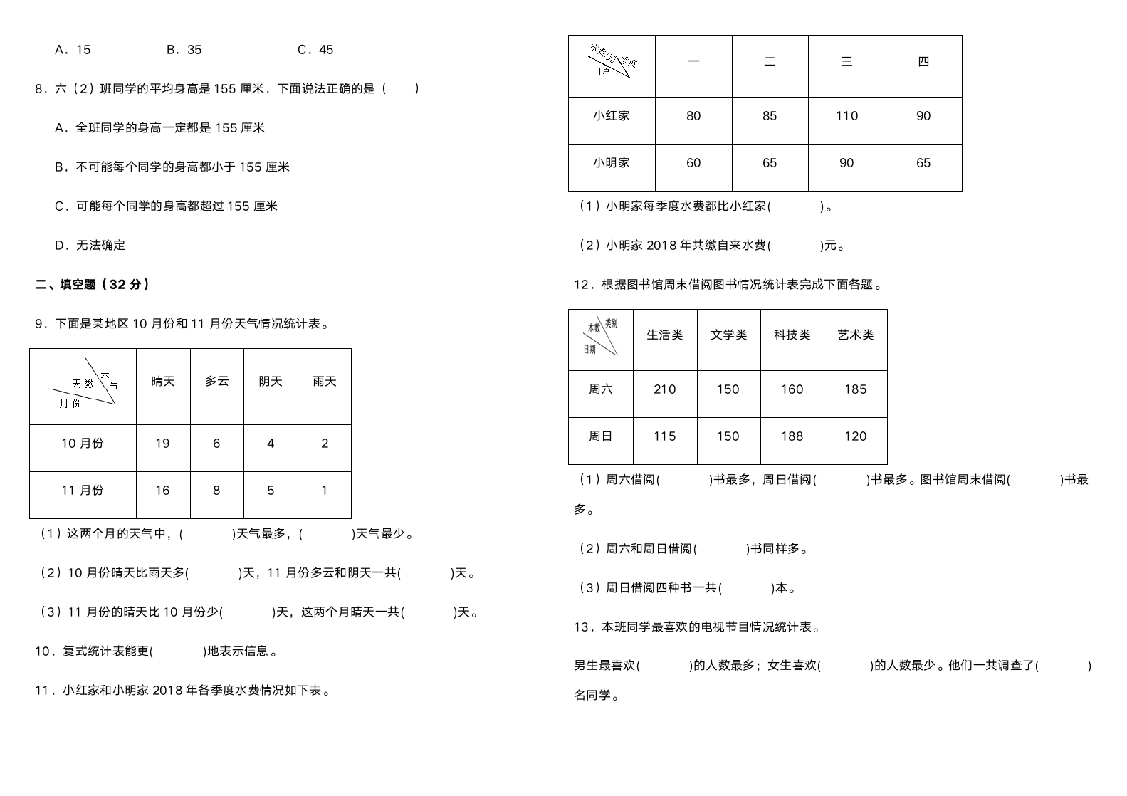 【单元拔高】人教版三年级下册数学第三单元复式统计表调研卷（含答案）.doc第2页