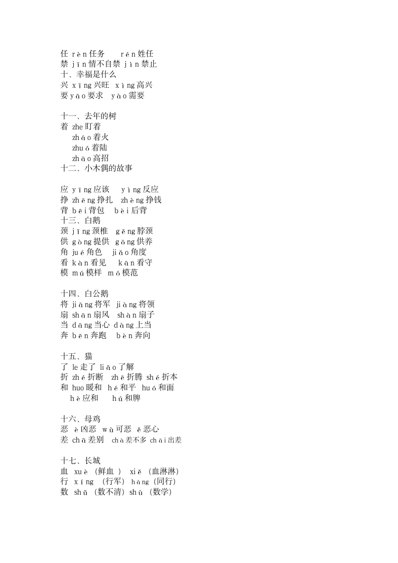 人教版四年级语文上册课文多音字汇总.doc第2页