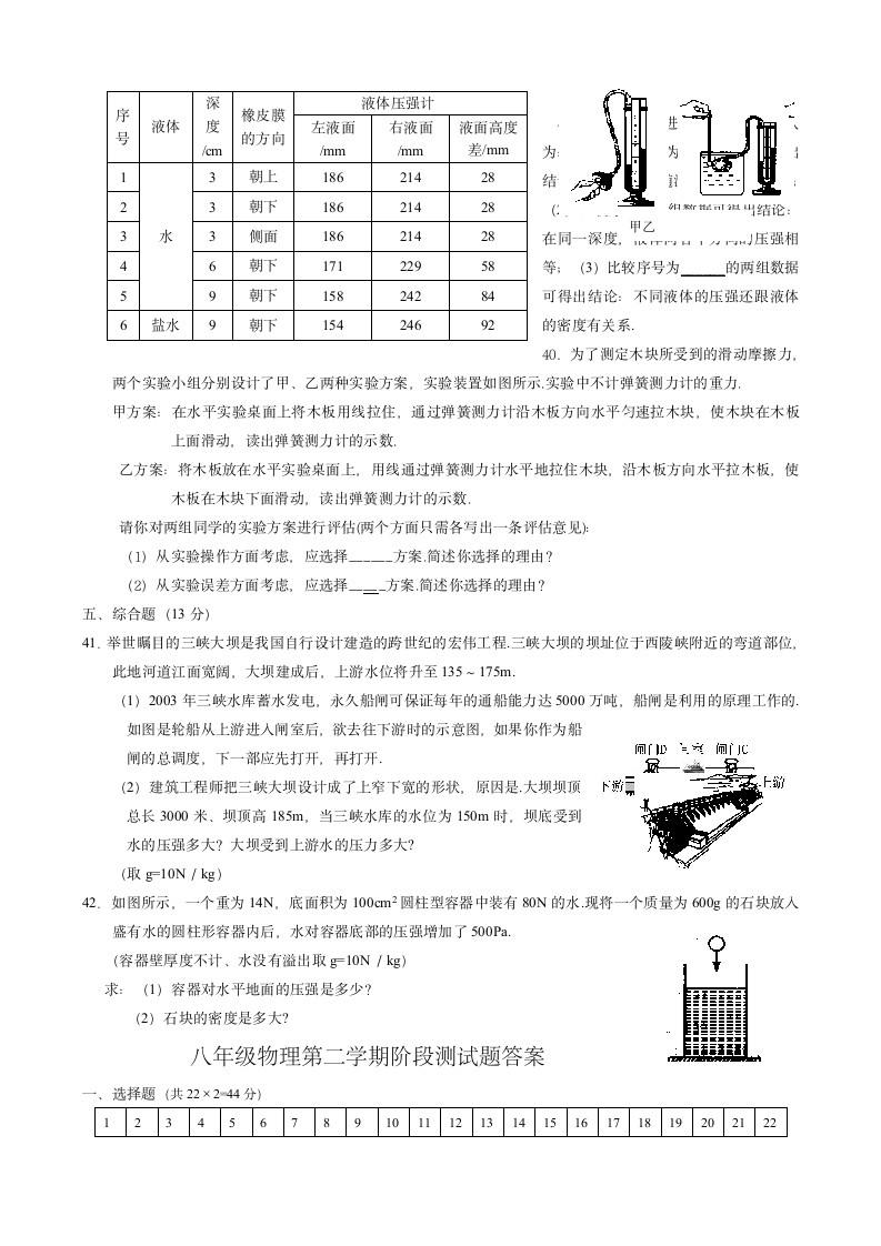 初二物理下册期中考试考试卷及答案第5页