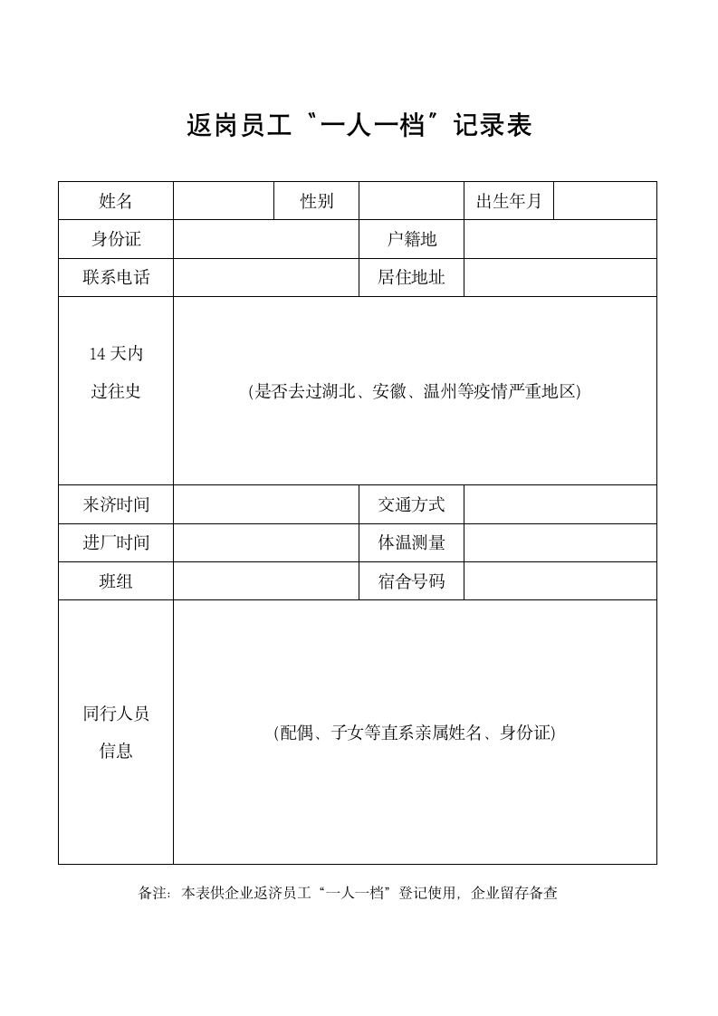 返岗员工“一人一档”登记表.docx第1页