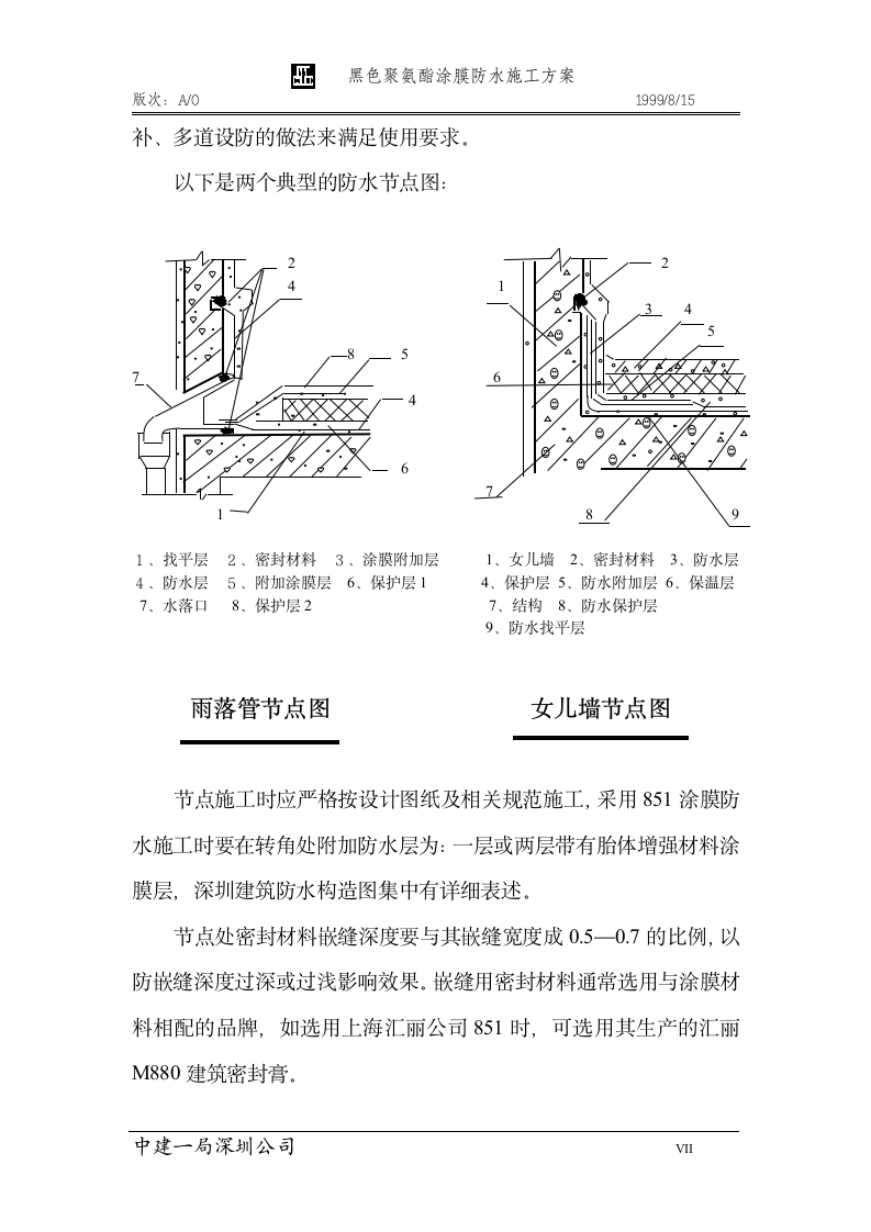 黑色聚氨酯（ 851）屋面防水施工方案.doc第7页