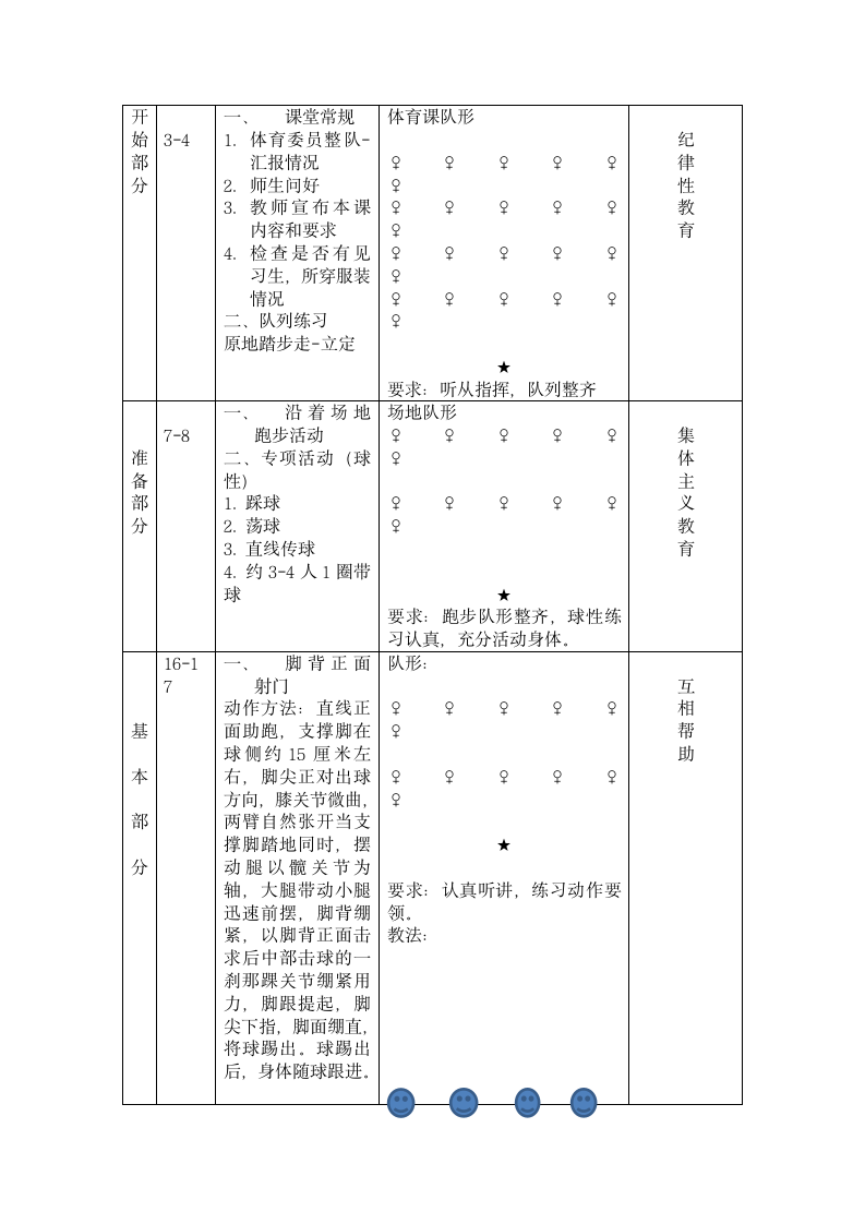 全国通用 五年级下册体育  脚背正面射门 教案.doc第3页