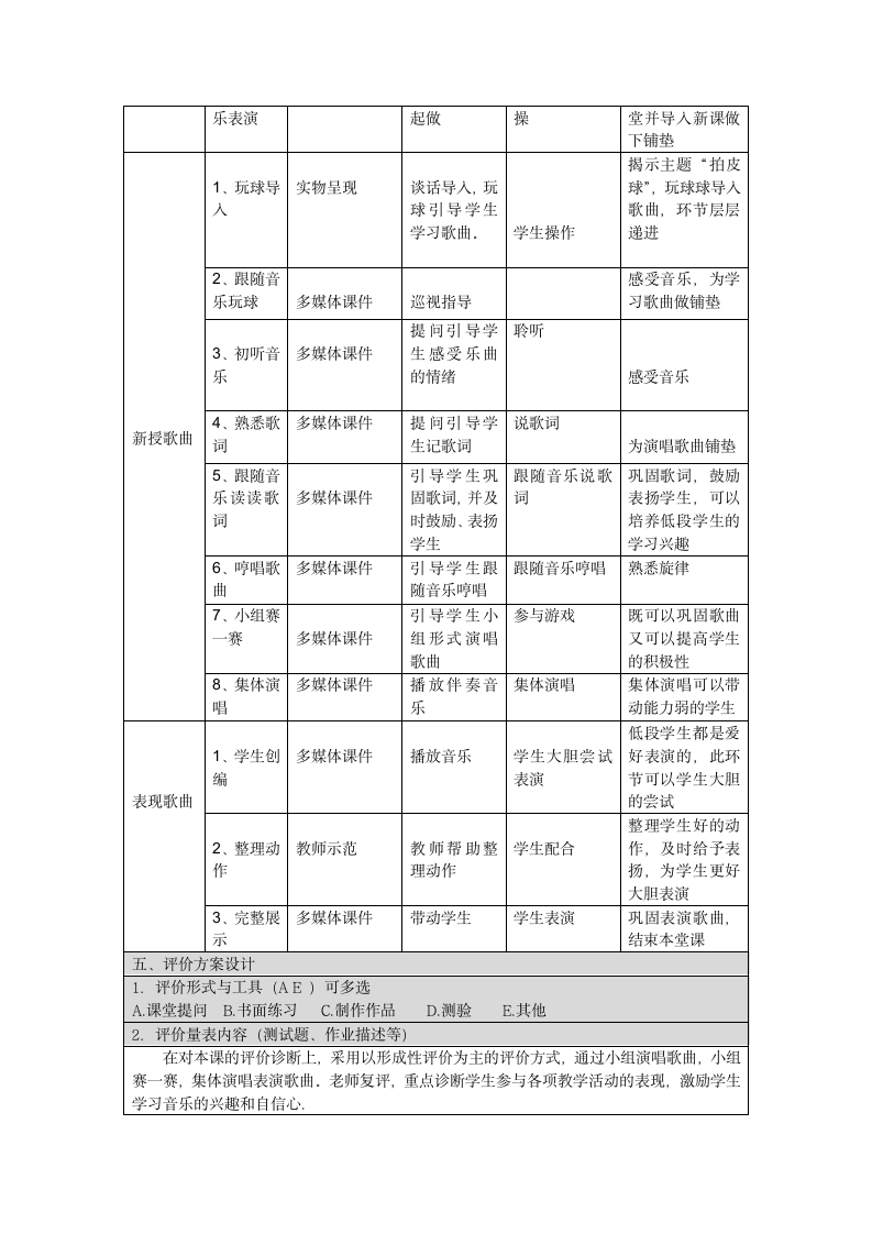 一年级下册音乐教案-5《拍皮球》人音版 （五线谱）（表格式）.doc第2页