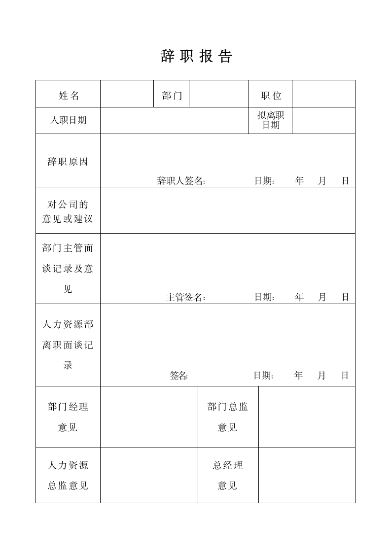 行政人事通用离职表格.doc第1页