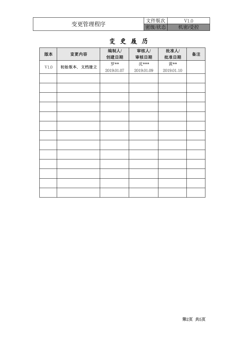 变更管理程序-ISO27001体系.doc第2页