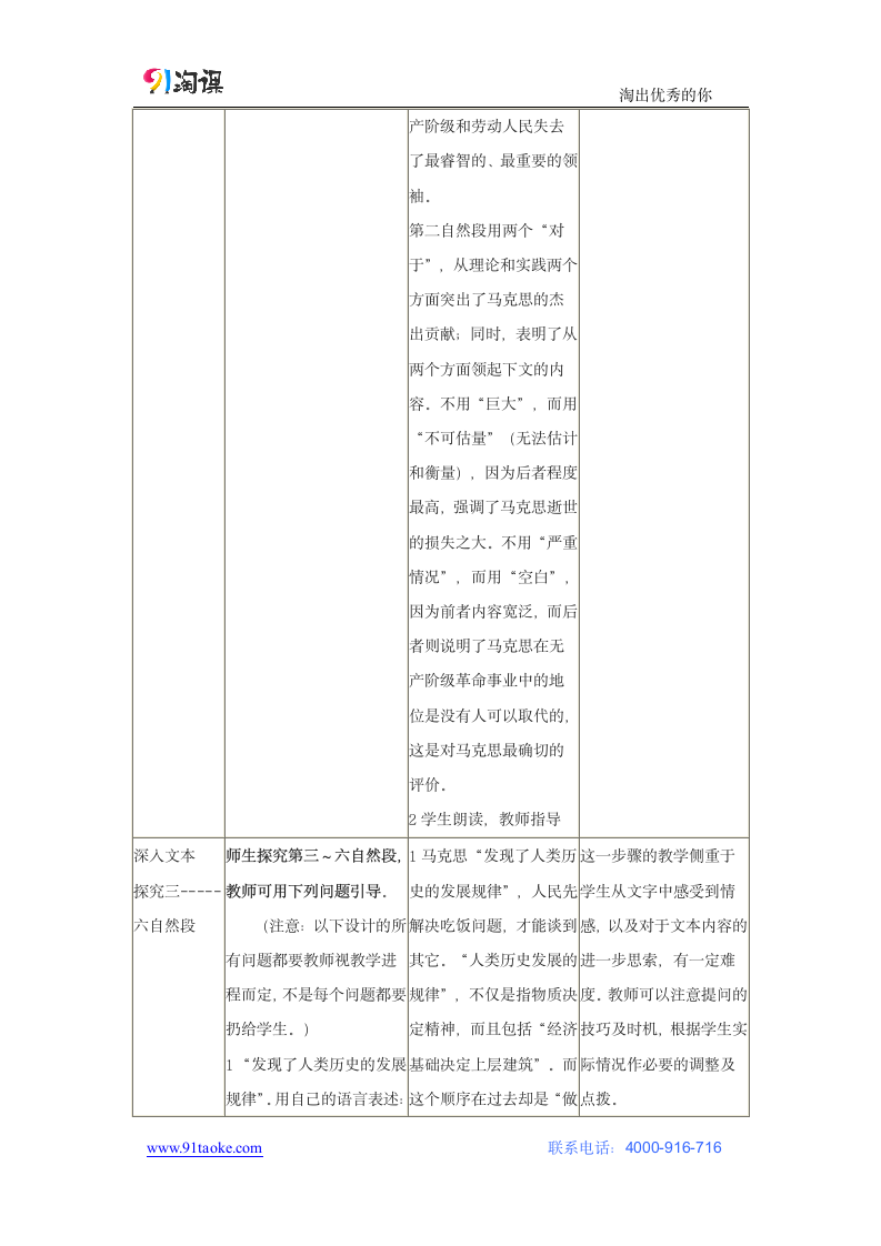 语文-人教版-必修2-教学设计8：第12课 在马克思墓前的讲话.doc-第四单元-教学设计.doc第4页