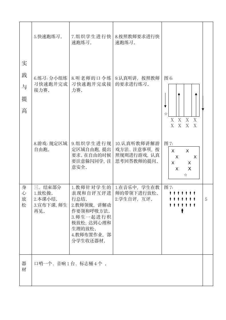 人教版 一年级上册体育   4.2快速跑  教案（表格式）.doc第6页