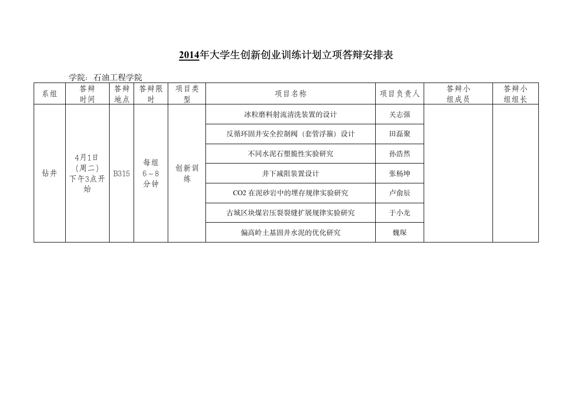 答辩时间安排第1页