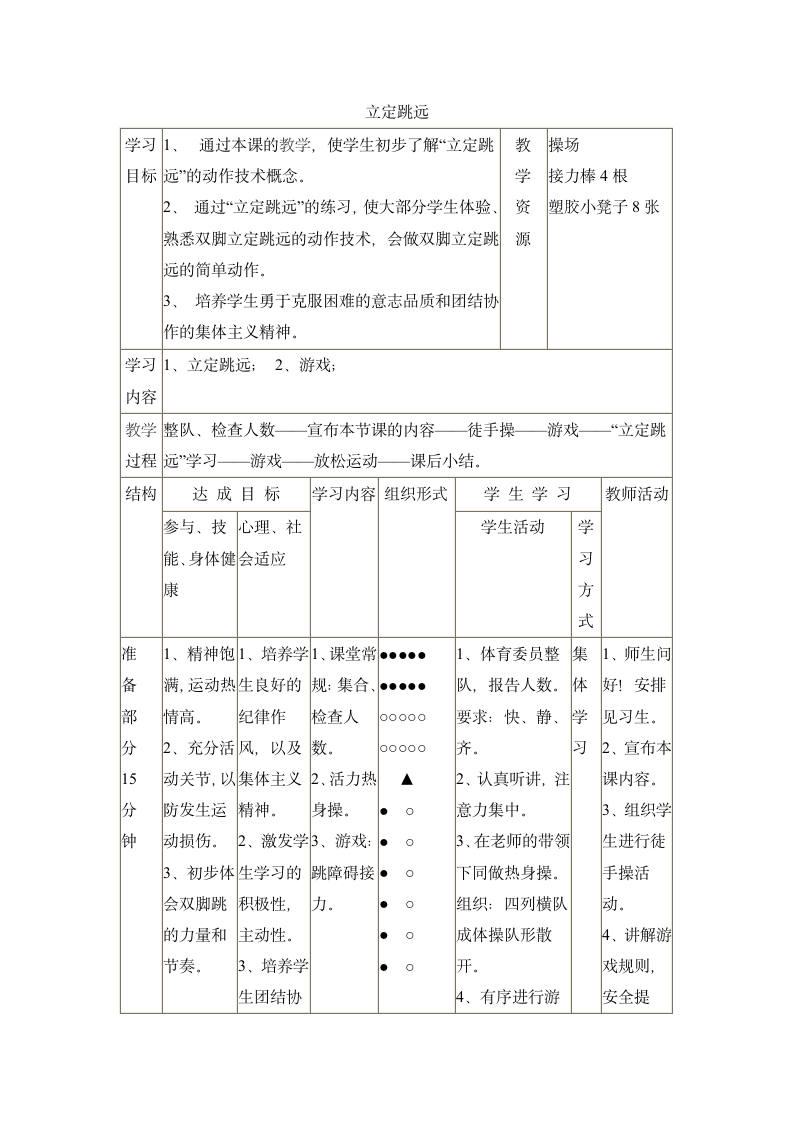 四年级上体育   立定跳远  教案  全国通用.doc第1页