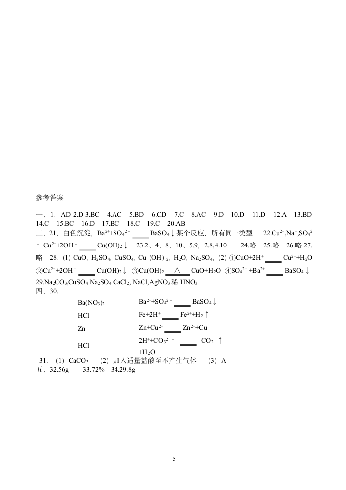 离子反应测验试卷[上学期].doc第5页