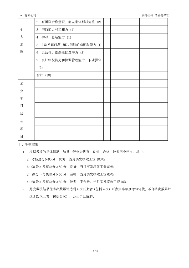 行政部绩效考核管理制度.wps第5页