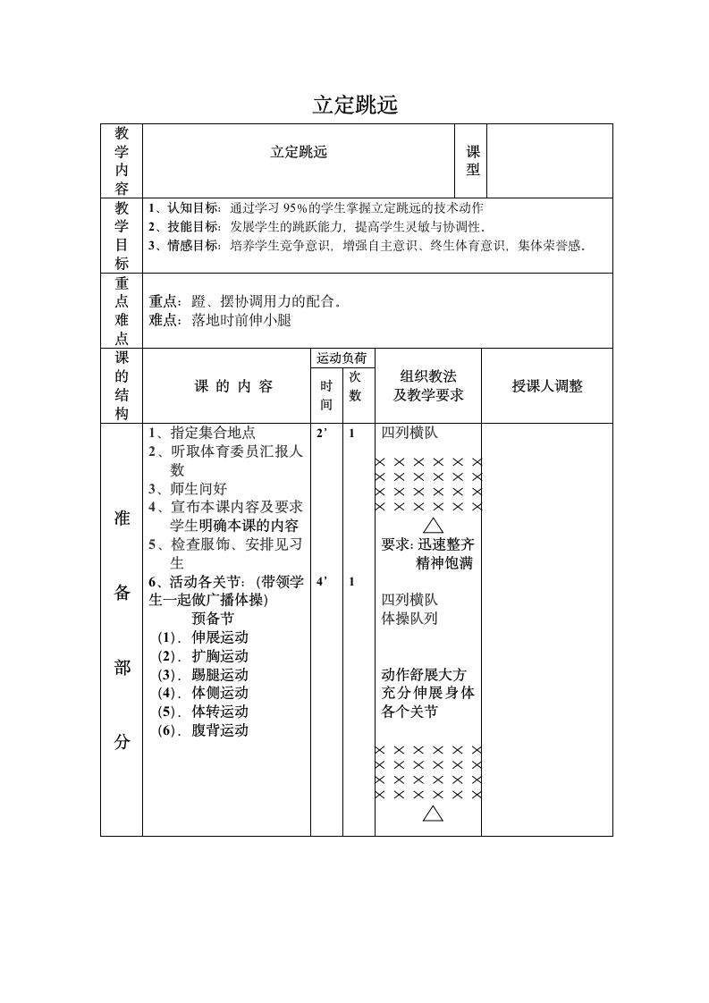 四年级体育教案 -  立定跳远  全国通用.doc第1页