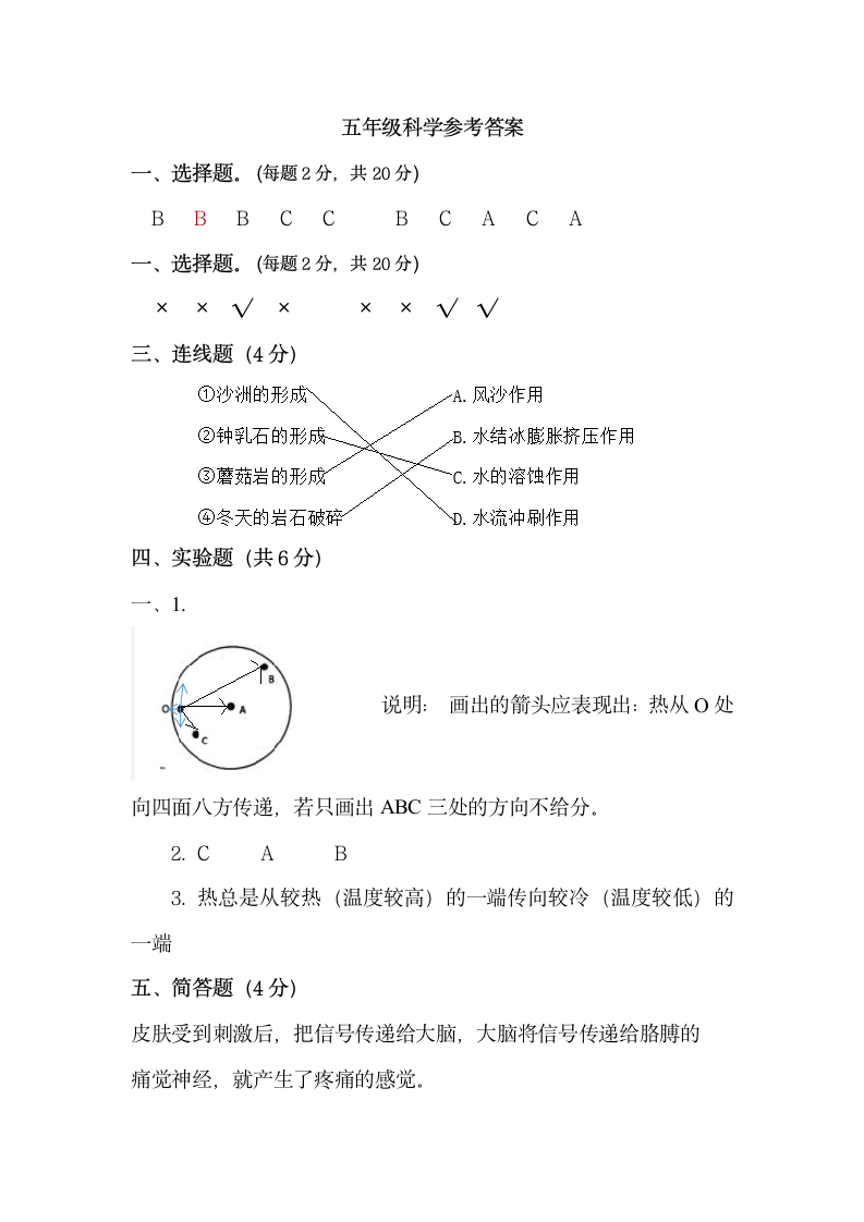 教科版（2017秋）小学科学五年级上学期期末考试试卷（word版 含答案）.doc第4页