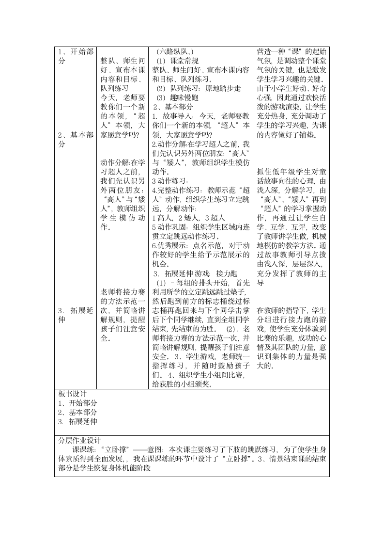 《立定跳远》（教案） 体育与健康（水平一）一年级下册（表格式）.doc第2页