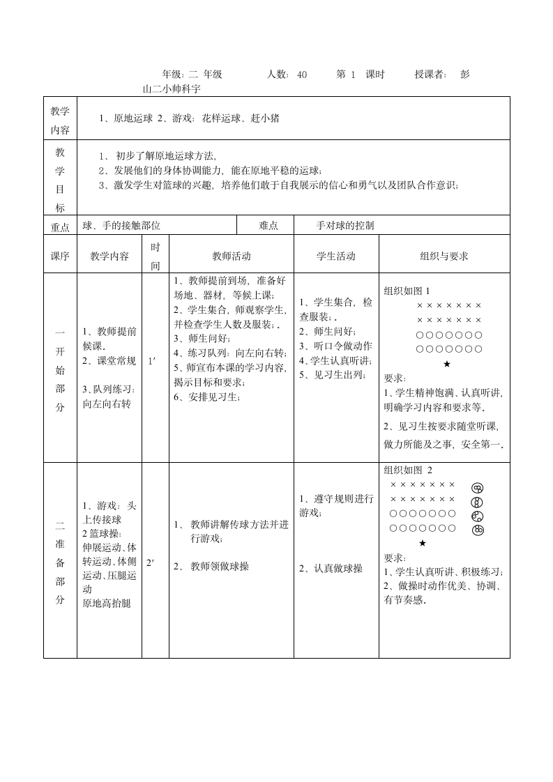 体育与健康人教二年级全一册原地运球教学设计.doc第1页