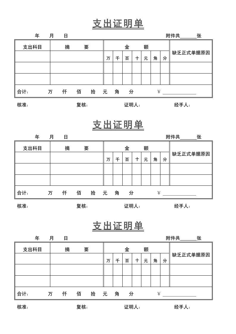 支出证明单（财务出纳使用）.docx