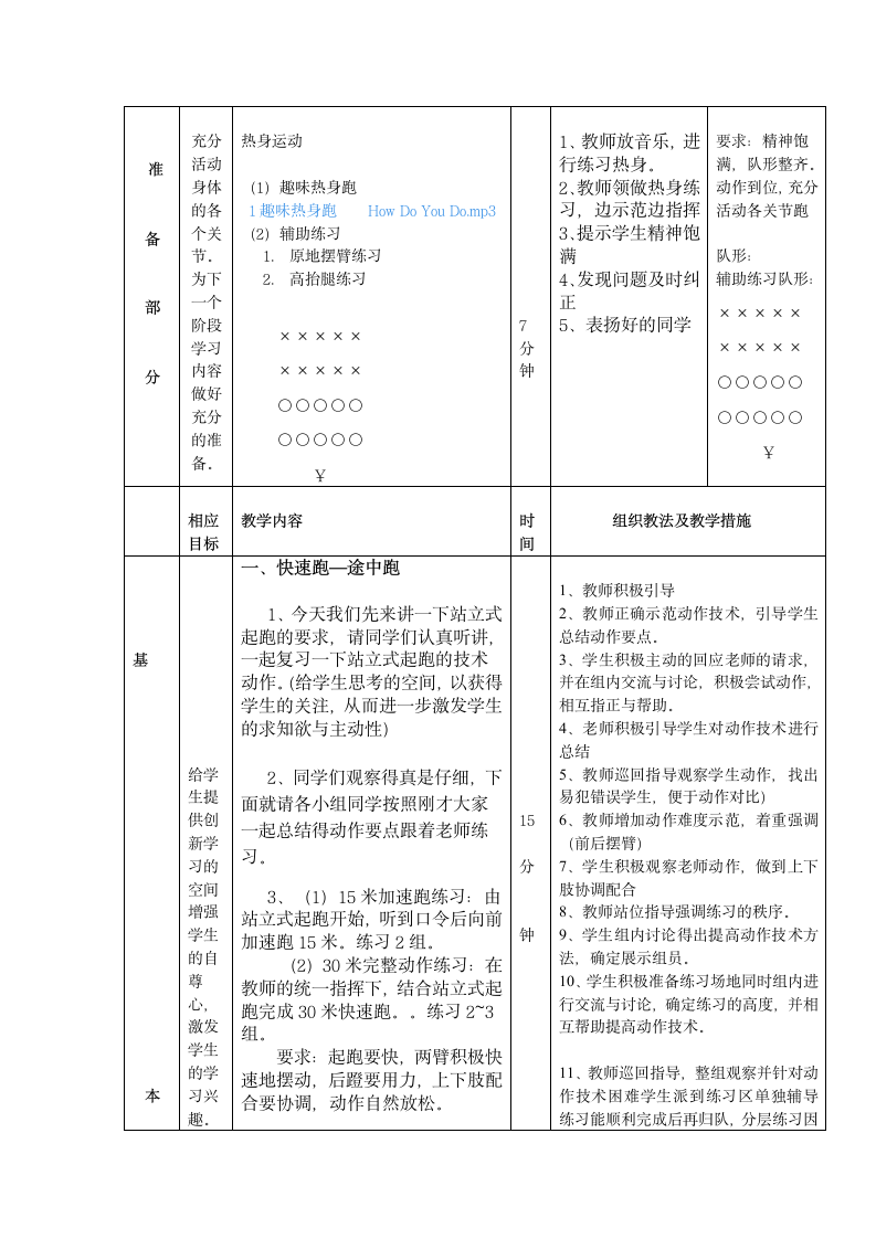 体育与健康人教1～2年级全一册快速跑教案.doc第2页