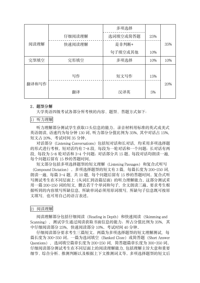 全国大学英语四级考试考试大纲(2006修订版)第2页