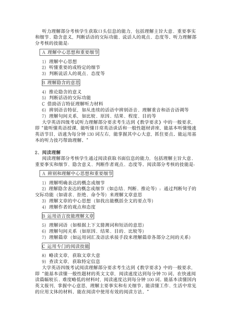 全国大学英语四级考试考试大纲(2006修订版)第4页