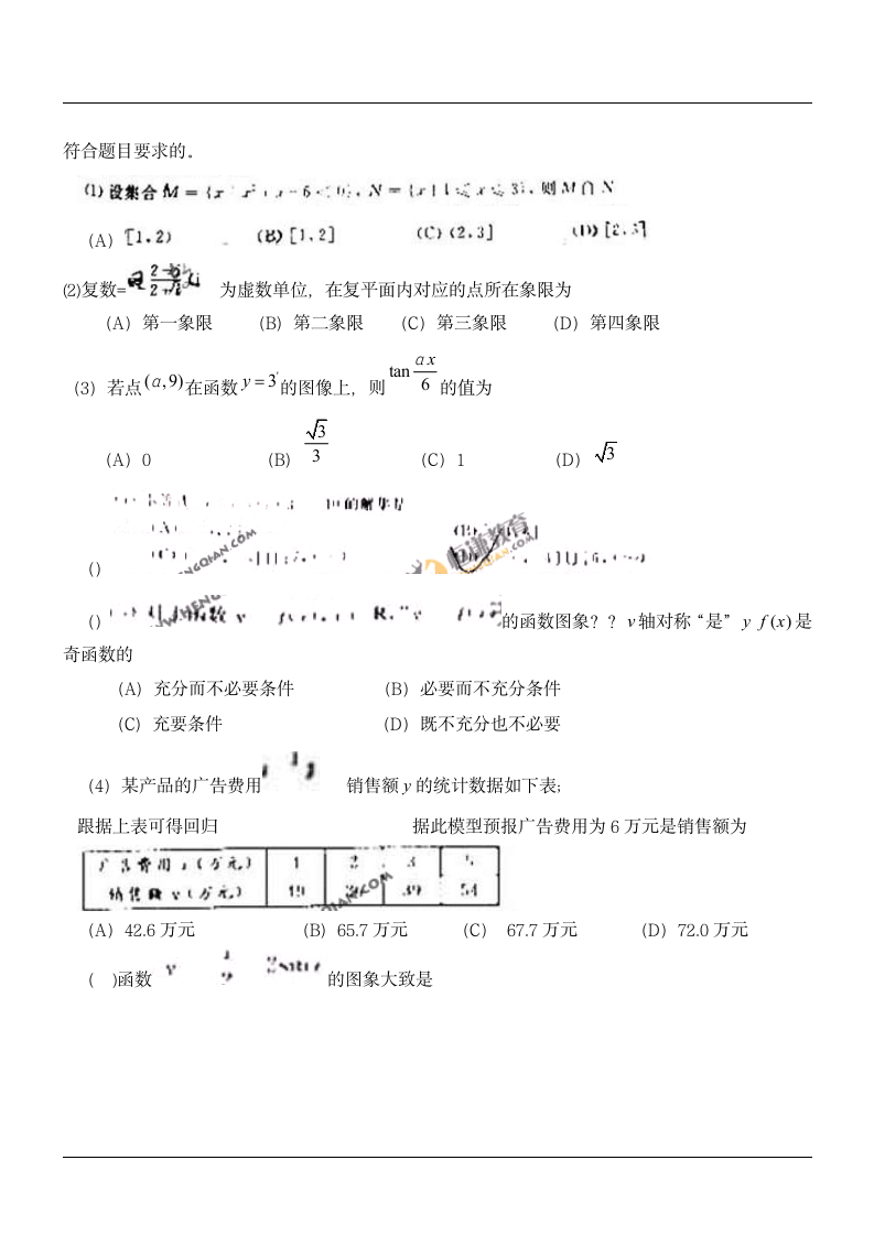 2011高考山东卷理数第2页