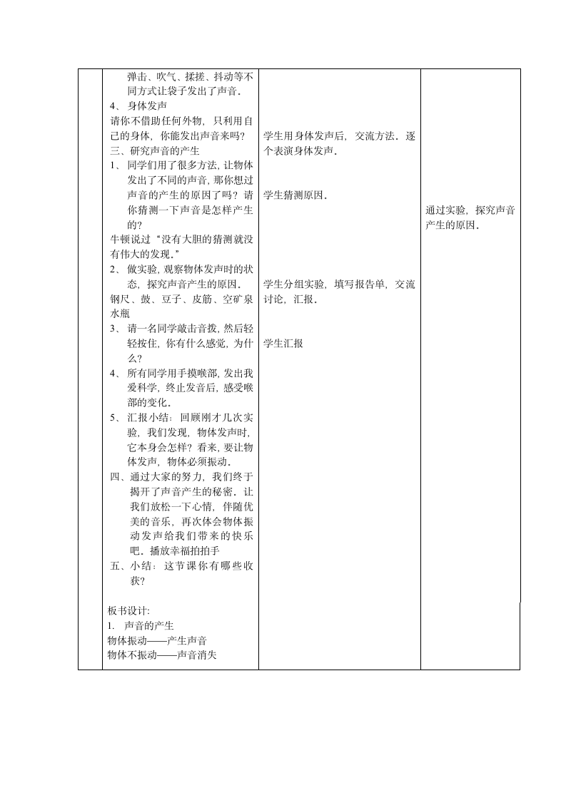 四年级上册科学声音的产生教案  苏教版.doc第2页