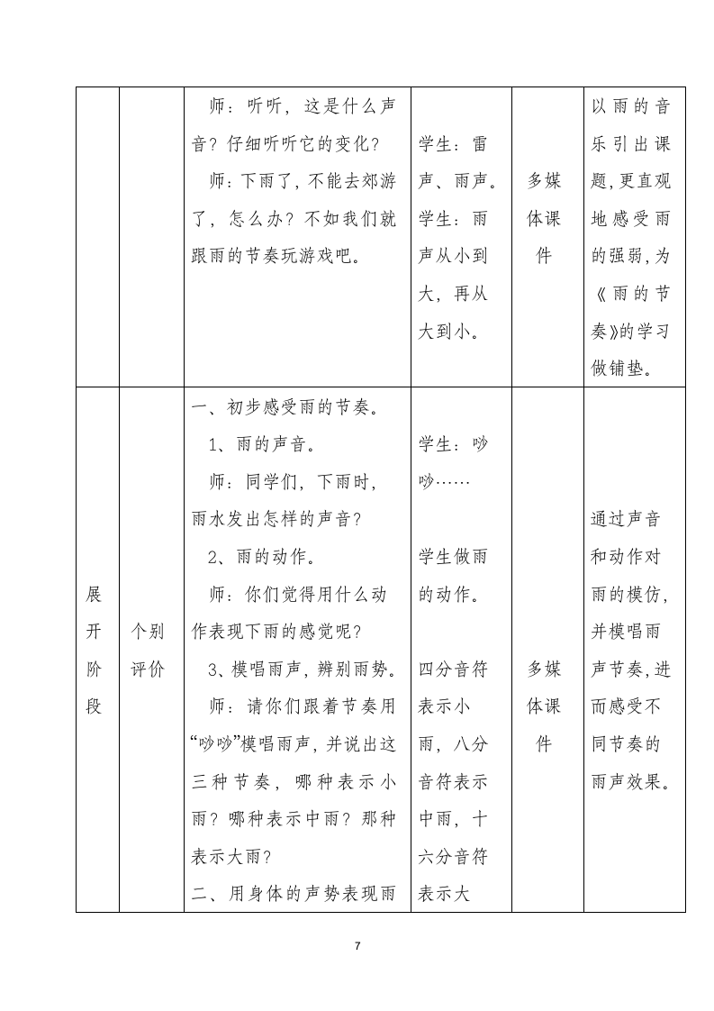 花城版二年级下册雨的节奏 教案（表格式）.doc第7页