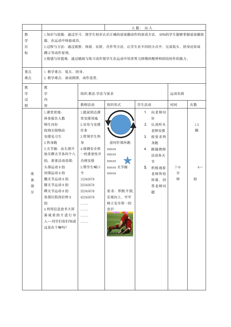 前滚翻（教案）- 体育与健康一年级上册.doc第2页