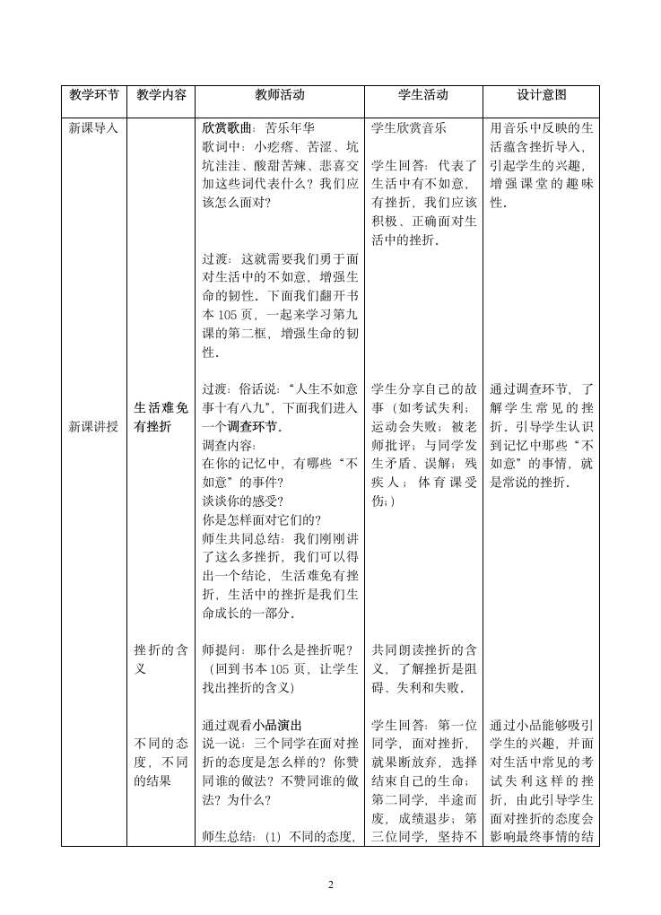 9.2 增强生命的韧性 表格式教案.doc第2页