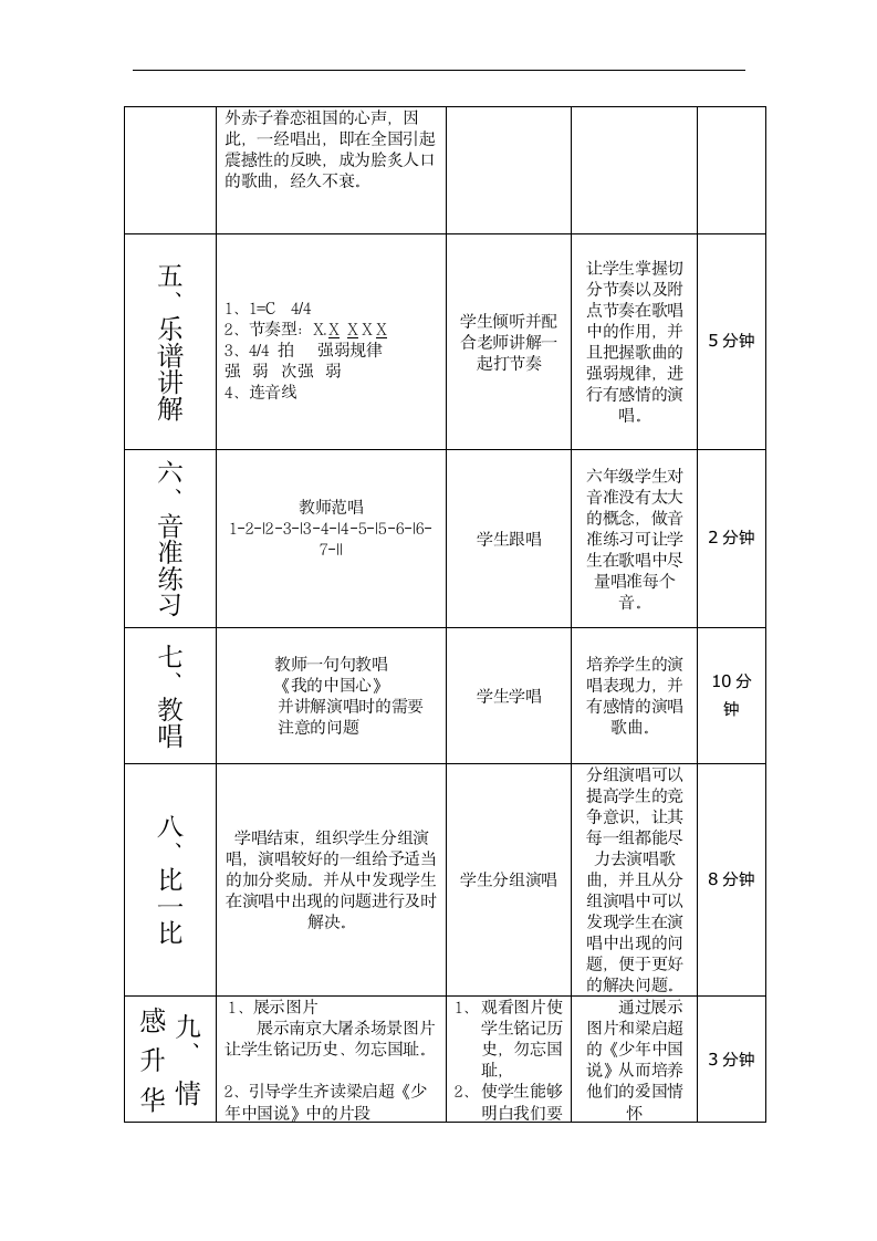 人教版六年级音乐上册（简谱）第一单元《唱歌　我的中国心》教学设计.doc第4页