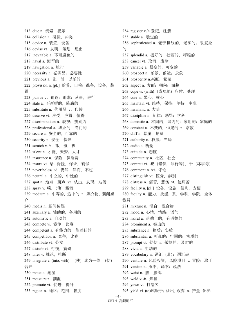 CET-4 高频词汇第4页
