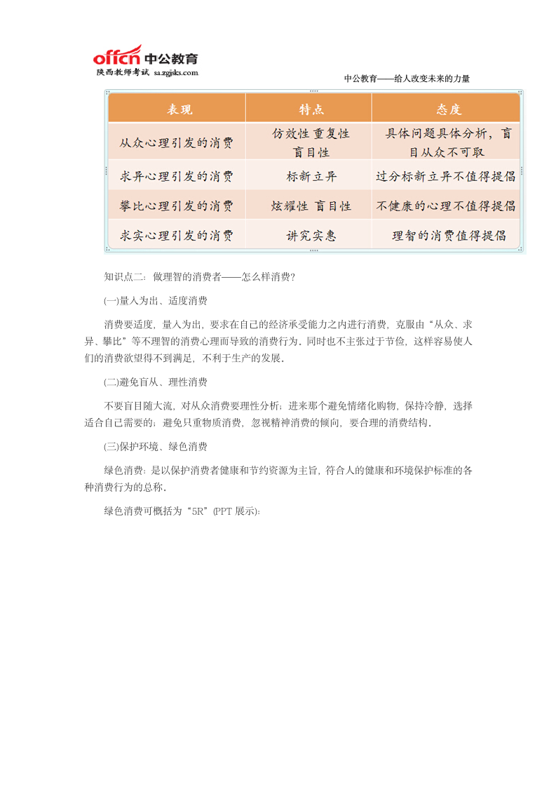 陕西教师资格证面试高中政治《树立正确的消费观》教案第4页