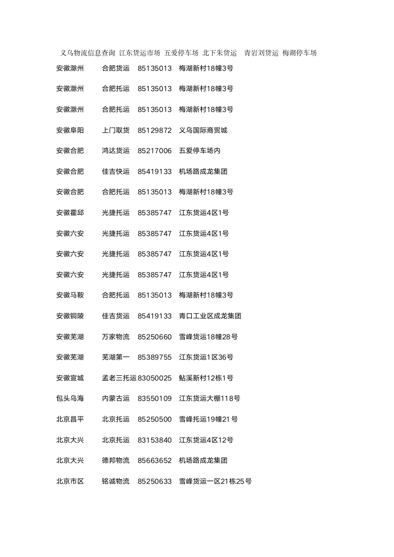 义乌物流信息查询第1页