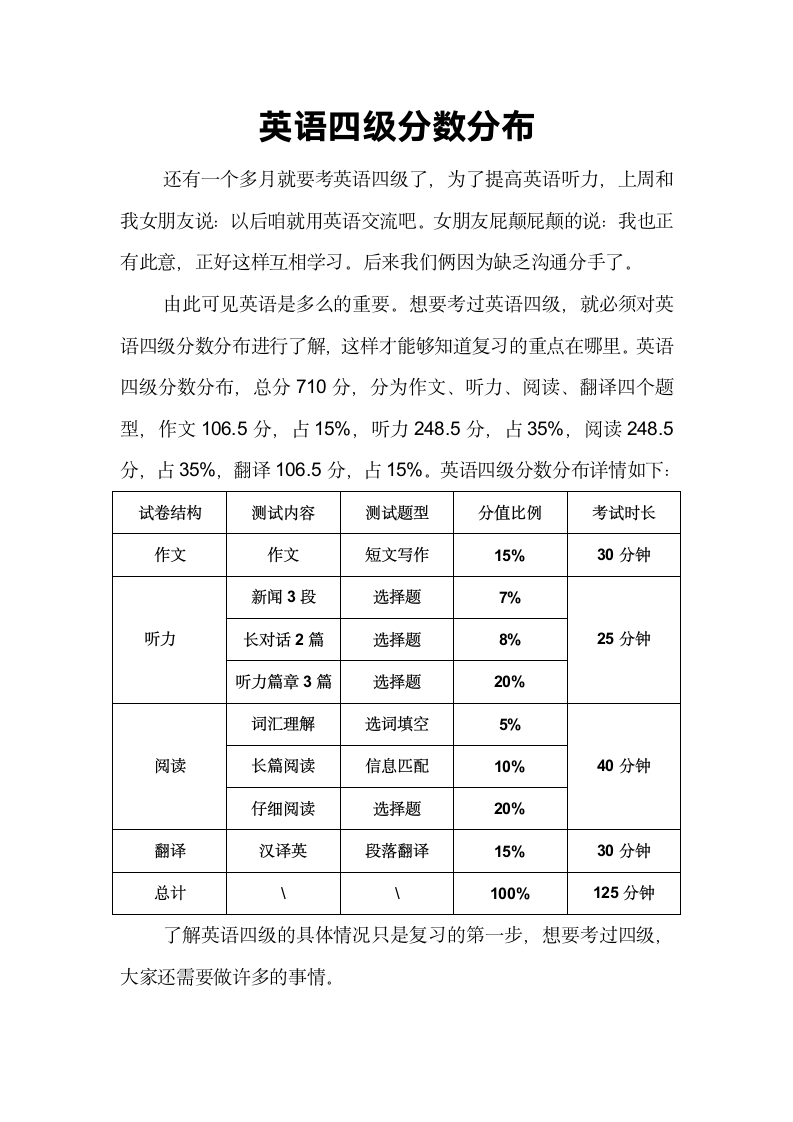 英语四级分数分布第1页