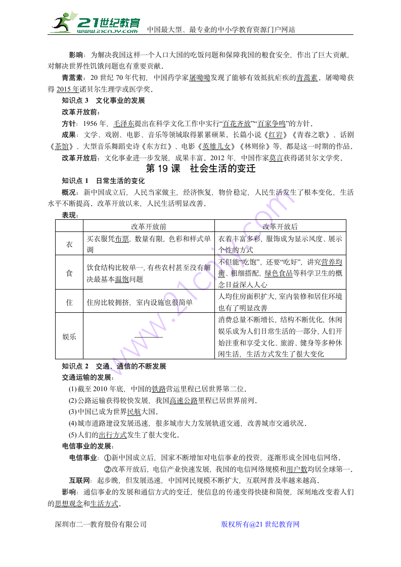 部编人教版八年级历史下册 全册知识点复习提纲（阶段复习必备）.doc第10页