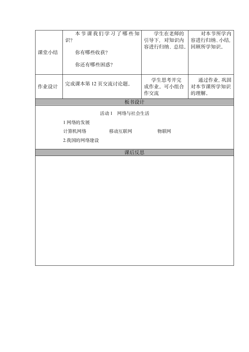 第一章活动1网络与社会生活（第一课时）教案2021—2022学年人教版（新疆专用）七年级下册.doc第5页