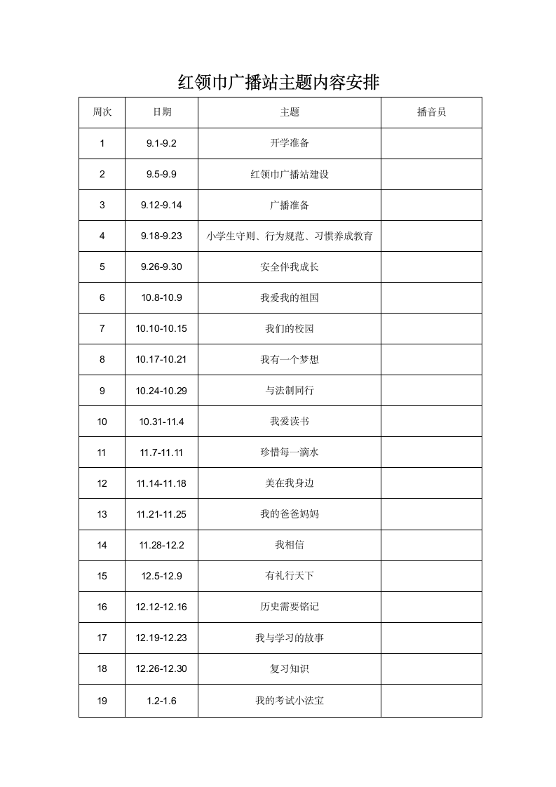 红领巾广播站主题内容安排.docx第1页