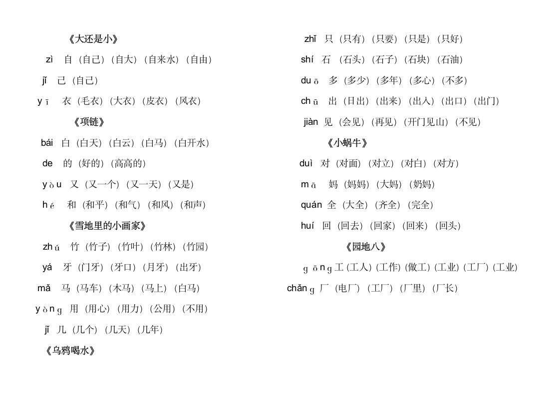 部编一年级上册语文写字表生字组词.doc第4页